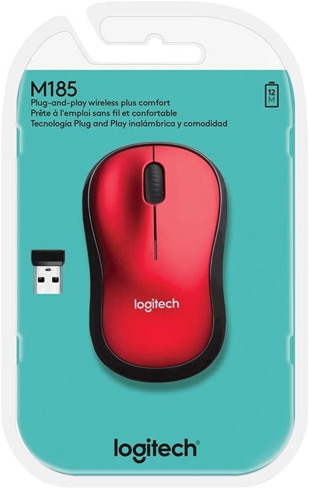 Logitech M185 Wireless Mouse - Red