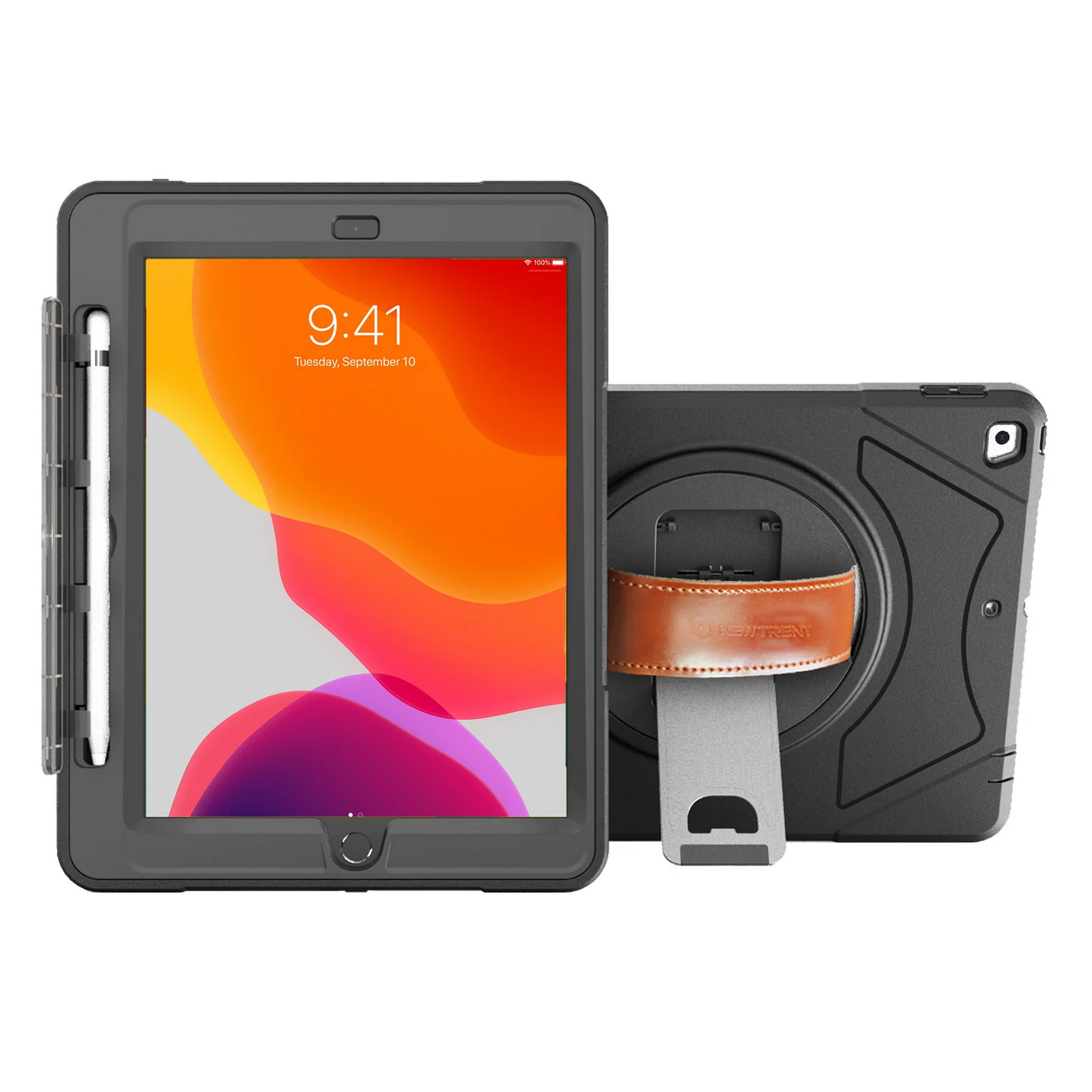 Trent Glada Rugged Case  iPad 10.2-Inch 9th Gen (2021) & 8th Gen (2020) & 7th Gen (2018) black with strap and pencil holder NT102GP