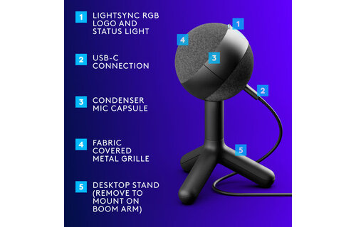 Logitech G Yeti Orb RCB USB-C Gaming  Microphone Black