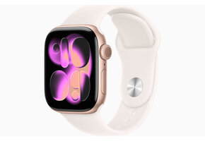 Apple Watch Series 11 (GPS, 42mm, Rose Gold Aluminum Case, Light Blush Sport Band - S/M) (Band fits 130 - 180mm wrists)