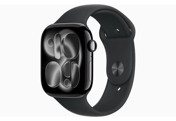 Apple Watch Series 11 (GPS, 46mm, Jet Black Aluminum Case, Black Sport Band - M/L) (Band fits 160 - 210mm wrists)