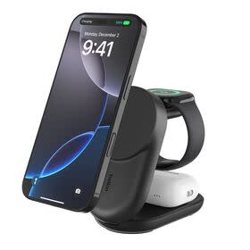 Belkin Ultra Charge 3-in-1 Foldable Magnetic Wireless Charging Stand with Qi2 25W Black