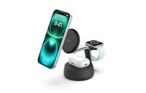 Belkin Ultra Charge  3-in-1 Magnetic Wireless Charging Stand with Qi2 25W Charcoal