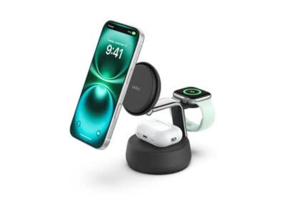 Belkin Ultra Charge  3-in-1 Magnetic Wireless Charging Stand with Qi2 25W Charcoal