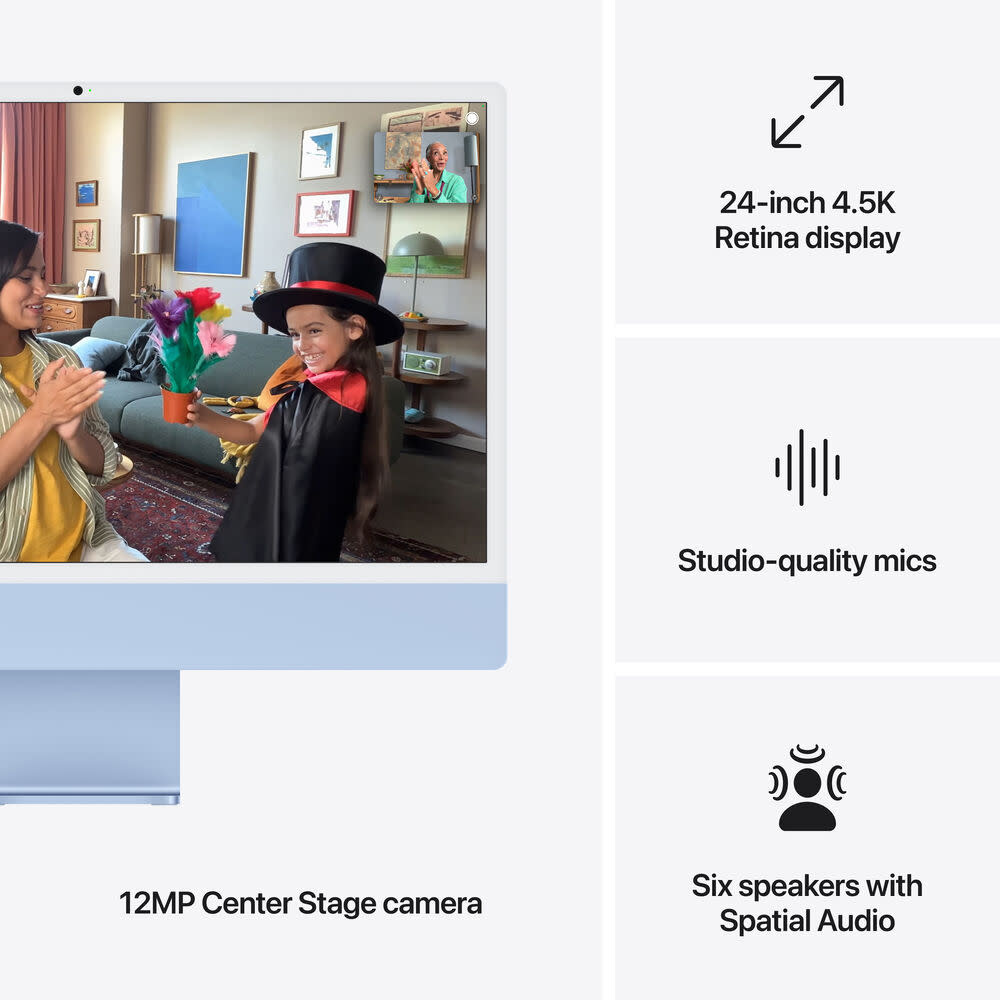 Apple 24" iMac, Blue, 4.5K (4480 x 2520) Display,  M4 (10-Core CPU, 10-Core GPU), 24GB, 512GB, macOS (late 2024)