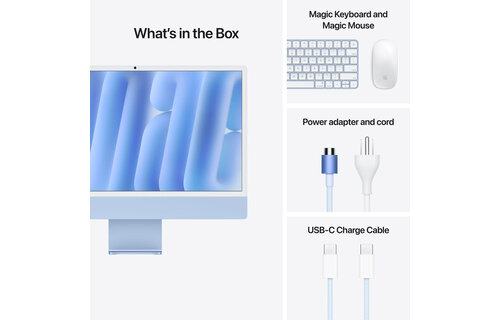 Apple 24" iMac, Blue, 4.5K (4480 x 2520) Display,  M4 (10-Core CPU, 10-Core GPU), 24GB, 512GB, macOS (late 2024)