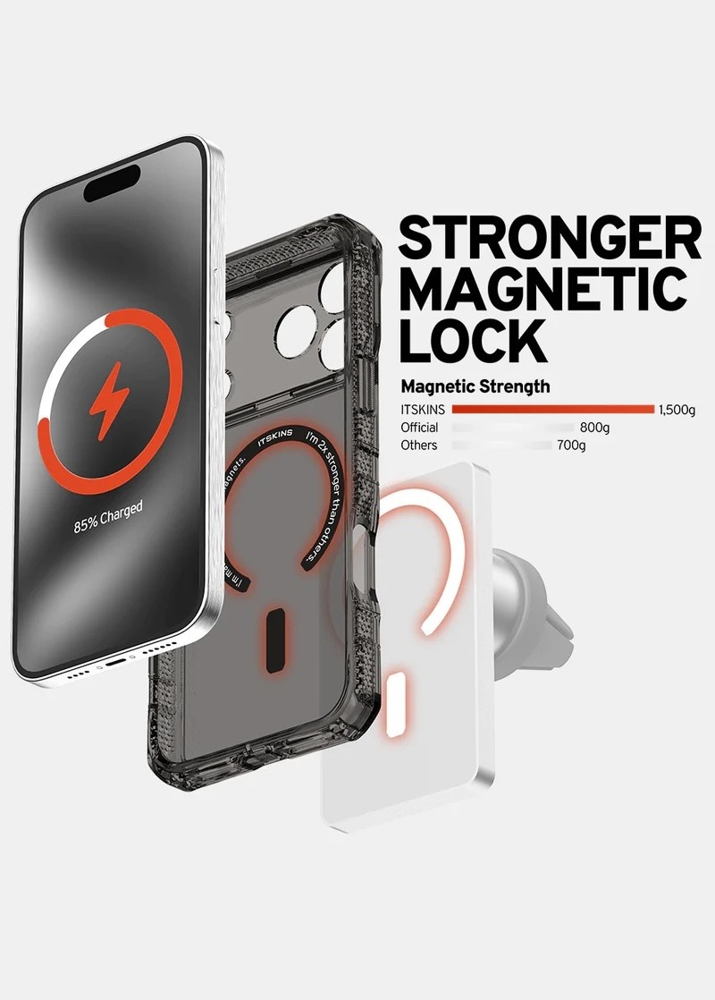 ItSkins Supreme R Clear Case with MagSafe for iPhone 17 Pro  - Graphite and Graphite Print