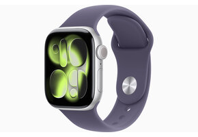Apple Watch Series 11 (GPS, 42mm, Silver Aluminum Case, Purple Fog Sport Band - S/M) (Band fits 130 - 180mm wrists)
