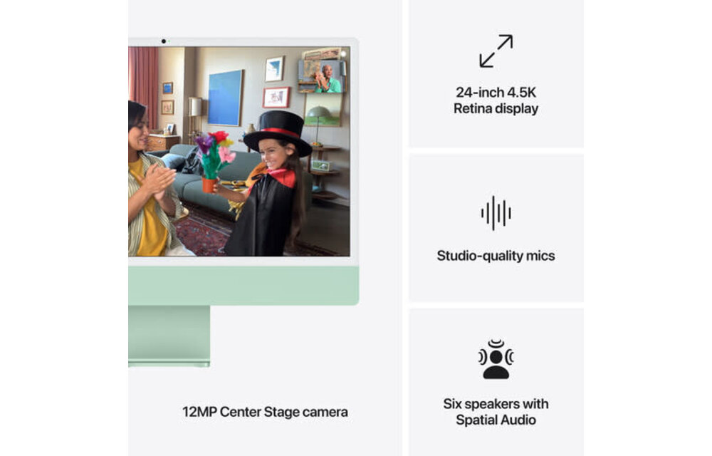 Apple 24" iMac, Green, 4.5K (4480 x 2520) Display,  M4 (10-Core CPU, 10-Core GPU), 24GB, 512GB, macOS (late 2024)