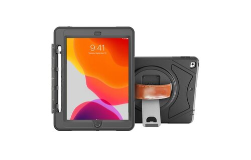 Trent Glada Rugged Case  iPad 10.2-Inch 9th Gen (2021) & 8th Gen (2020) & 7th Gen (2018) black with strap and pencil holder NT102GP