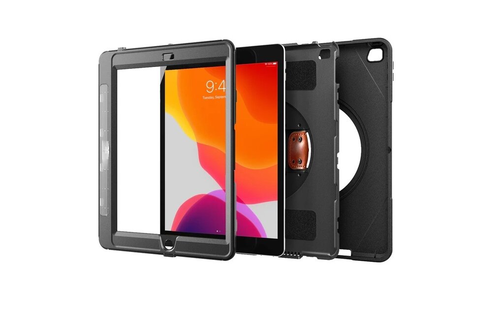 Trent Glada Rugged Case  iPad 10.2-Inch 9th Gen (2021) & 8th Gen (2020) & 7th Gen (2018) black with strap and pencil holder NT102GP