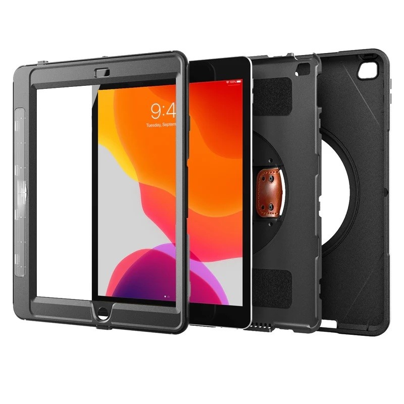 Trent Glada Rugged Case  iPad 10.2-Inch 9th Gen (2021) & 8th Gen (2020) & 7th Gen (2018) black with strap and pencil holder NT102GP