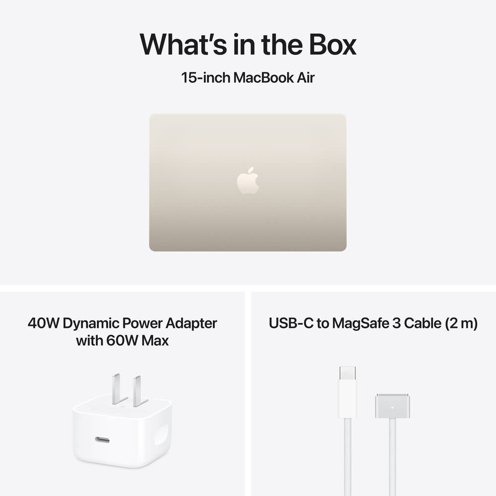 Apple MacBook Air | 15" | M5 | 10-core CPU and 10-core GPU | 16GB | 512GB | MacOS | Starlight