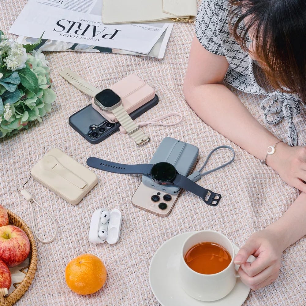 Adam Elements VIONTA C2 Pro 8-in-1 Magnetic Wireless Charging 10000mAh Power Bank Milk Tea Pink