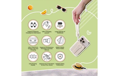 Adam Elements VIONTA C2 Pro 8-in-1 Magnetic Wireless Charging 10000mAh Power Bank Milk Tea Pink