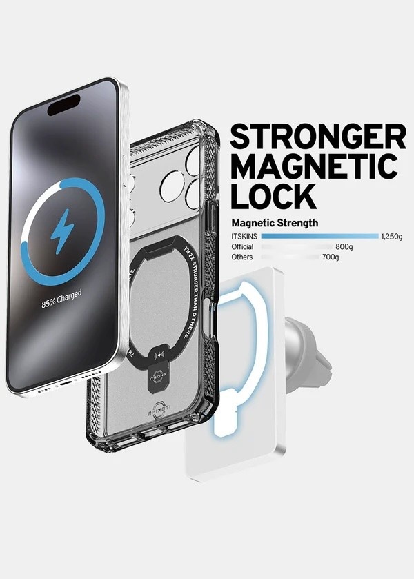 ItSkins Hybrid R Vapor Stand Case with MagSafe for iPhone 17 Pro Max - Smoke