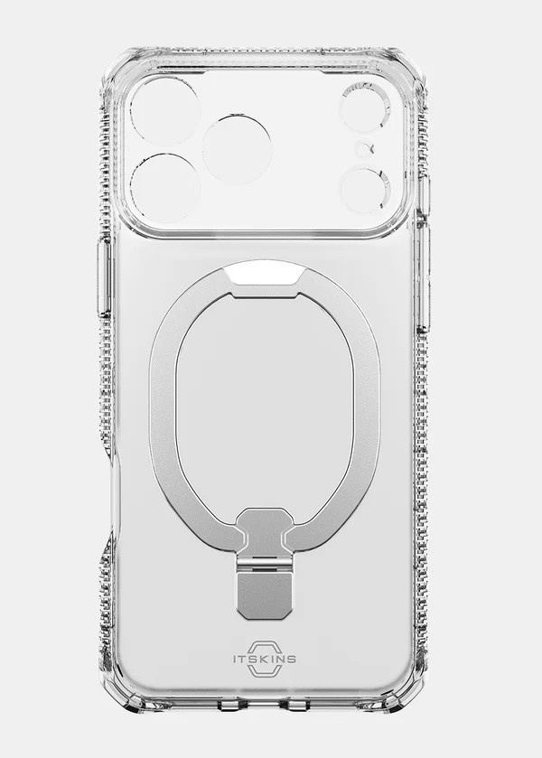 ItSkins Hybrid R Vapor Stand Case with MagSafe for iPhone 17 Pro Max - Transparent