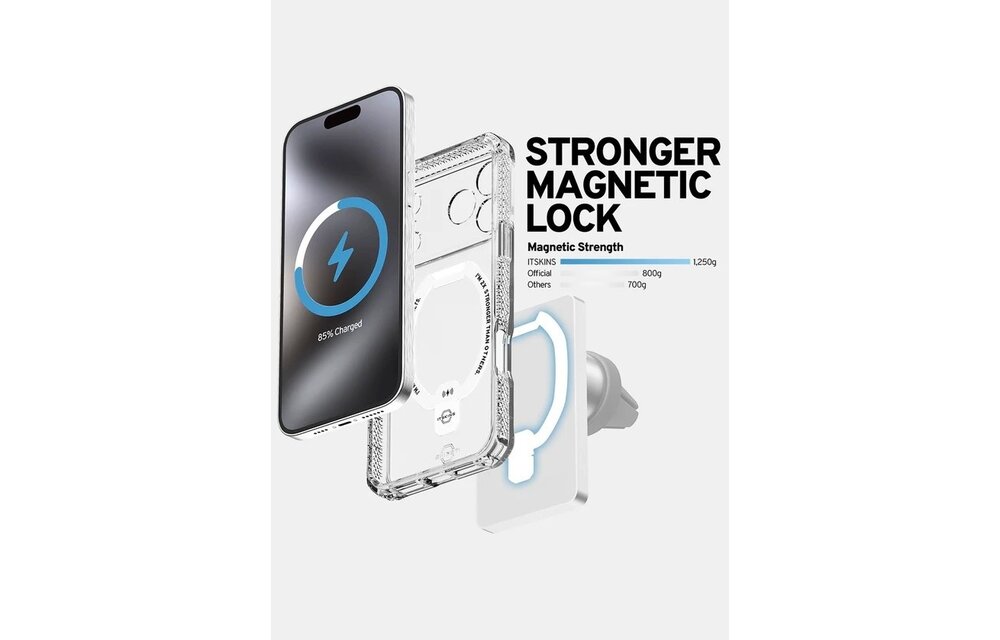 ItSkins Hybrid R Vapor Stand Case with MagSafe for iPhone 17 Pro Max - Transparent