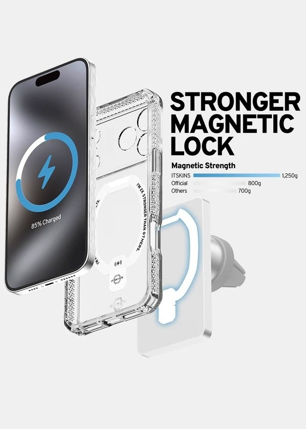 ItSkins Hybrid R Vapor Stand Case with MagSafe for iPhone 17 Pro Max - Transparent