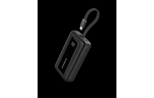 Anker Zolo Power Bank (10K, 30W) with a 5.4-inch (13.7 cm) built-in USB-C cable Black