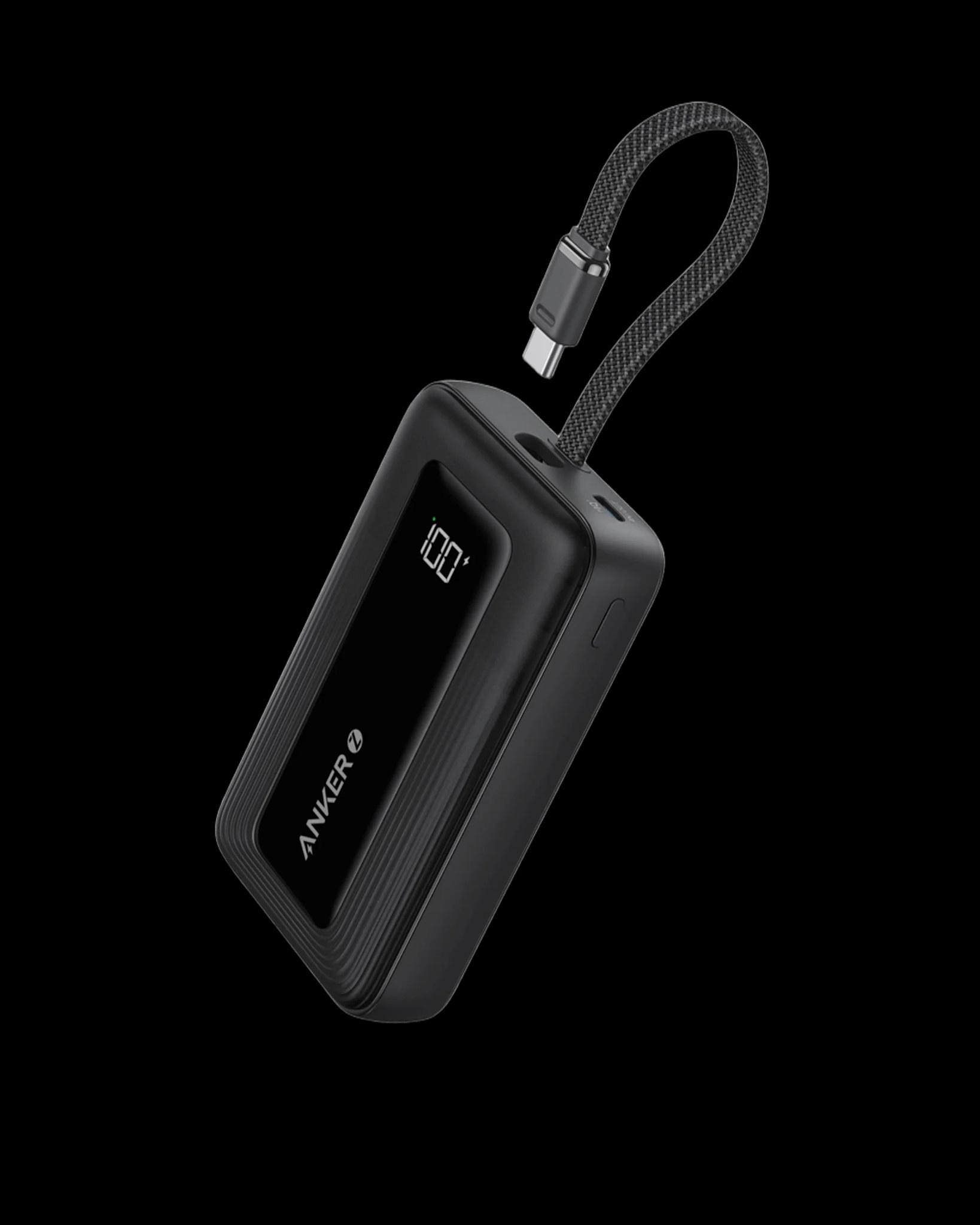 Anker Zolo Power Bank (10K, 30W) with a 5.4-inch (13.7 cm) built-in USB-C cable Black