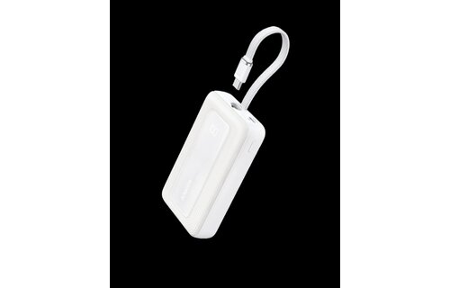 Anker Zolo Power Bank (10K, 30W) with a 5.4-inch (13.7 cm) built-in USB-C cable White