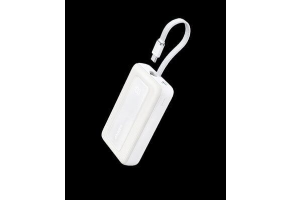 Anker Zolo Power Bank (10K, 30W) with a 5.4-inch (13.7 cm) built-in USB-C cable White