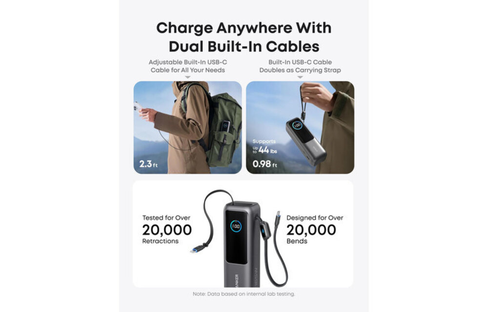 Anker Power Bank (25K, 165W) w/ 2 x USB-C cables