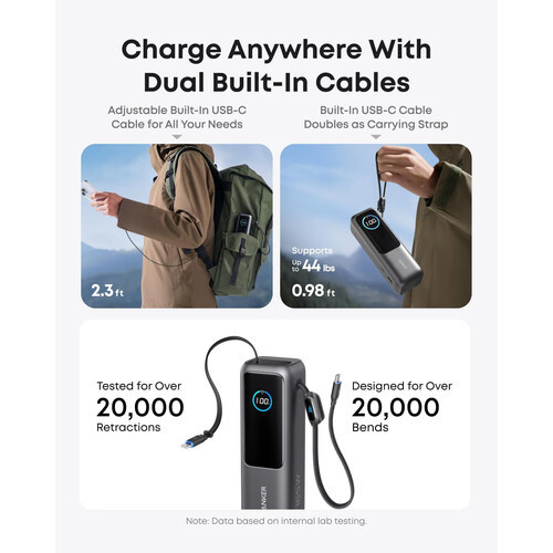 Anker Power Bank (25K, 165W) w/ 2 x USB-C cables