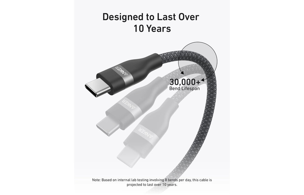 Anker 240w Braided Upcycle USB-C to USB-C Cable 2m Black Stone
