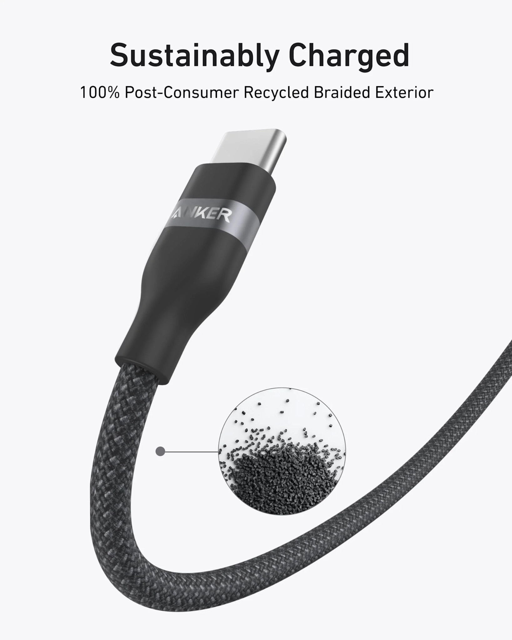 Anker 240w Braided Upcycle USB-C to USB-C Cable 2m Black Stone