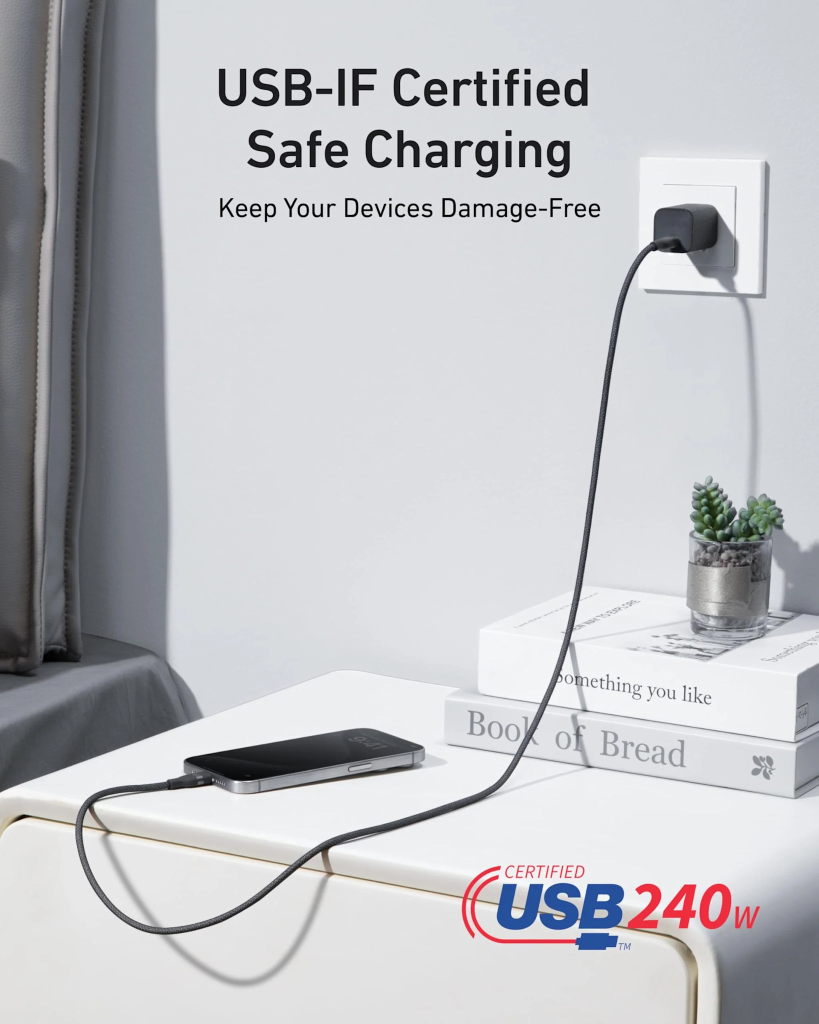 Anker 240w Braided Upcycle USB-C to USB-C Cable 2m Black Stone