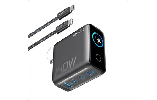 Anker - Laptop Charger, 140W MAX USB C Charger, 4-Port GaN and Fast Charging Power Adapter - Dark Gray