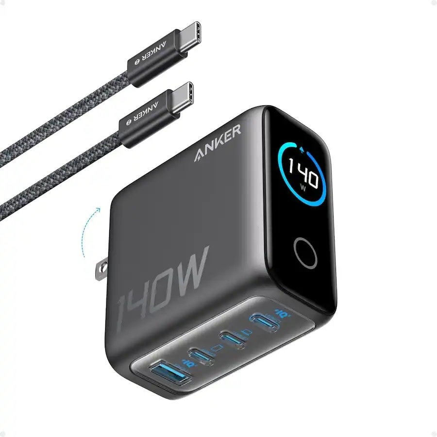 Anker - Laptop Charger, 140W MAX USB C Charger, 4-Port GaN and Fast Charging Power Adapter - Dark Gray