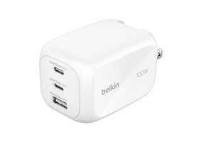 Belkin BOOST↑ CHARGE Pro 100w 3 Port GaN Wall Charger(2x USB-C, 1 x USB-A) White