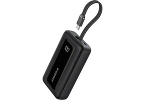 Anker Zolo Power Bank (20K, 30W) with a 5.4-inch (13.7 cm) built-in USB-C cable Black