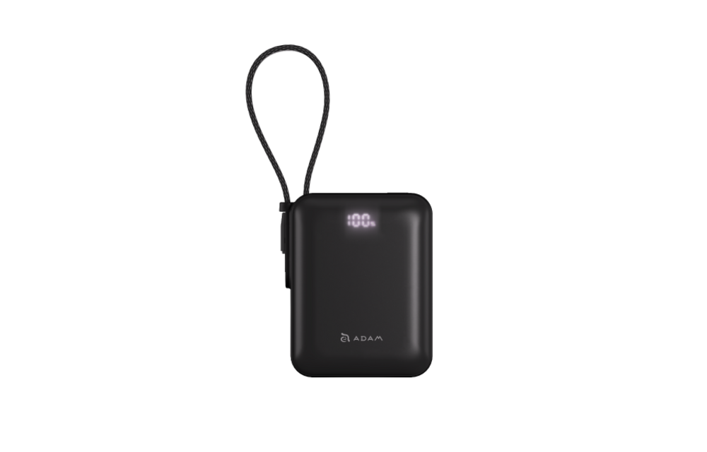 Adam Elements VIONTA Q Ultra Compact 10000mAh Power Bank w/ built in USB-C cable - Black
