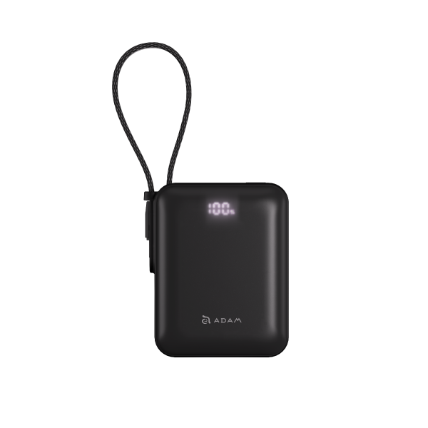 Adam Elements VIONTA Q Ultra Compact 10000mAh Power Bank w/ built in USB-C cable - Black