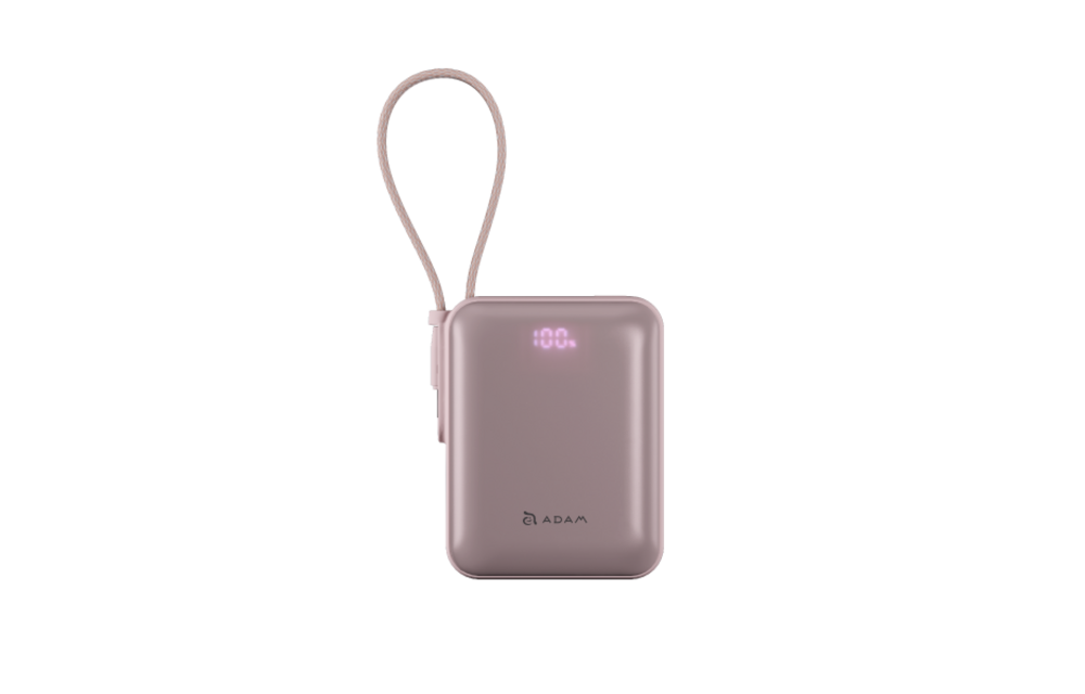 Adam Elements VIONTA Q Ultra Compact 10000mAh Power Bank w/ built in USB-C cable - Pink