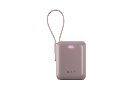 Adam Elements VIONTA Q Ultra Compact 10000mAh Power Bank w/ built in USB-C cable - Pink