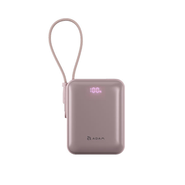 Adam Elements VIONTA Q Ultra Compact 10000mAh Power Bank w/ built in USB-C cable - Pink
