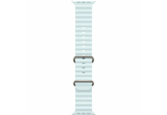 Apple Watch Band 49mm Ice Blue Ocean Band w/ Natural Titanium Finish (also compatible with 44/45/46mm watches) (fits130-200mm wrists)