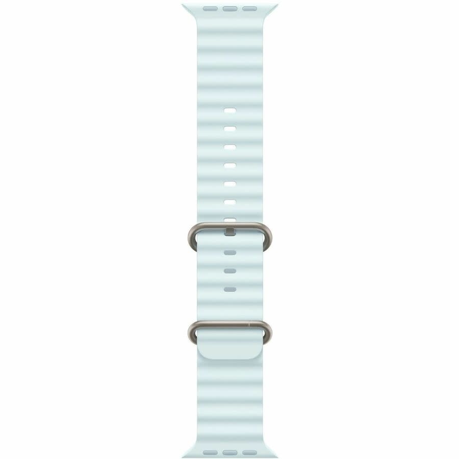 Apple Watch Band 49mm Ice Blue Ocean Band w/ Natural Titanium Finish (also compatible with 44/45/46mm watches) (fits130-200mm wrists)