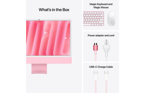 Apple 24" iMac, Pink, 4.5K (4480 x 2520) Display,  M4 (10-Core CPU, 10-Core GPU), 24GB, 512GB, macOS (late 2024)