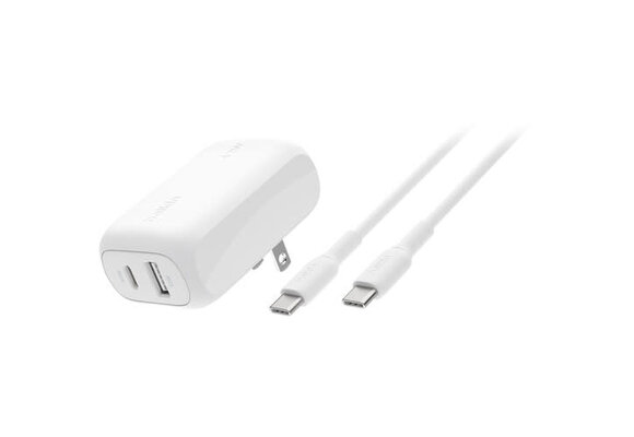 Belkin BOOST↑ CHARGE 42w USB-C/USB-A  PD 3.0 PPS Dual Wall Charger w/USB-C to USB-C cable