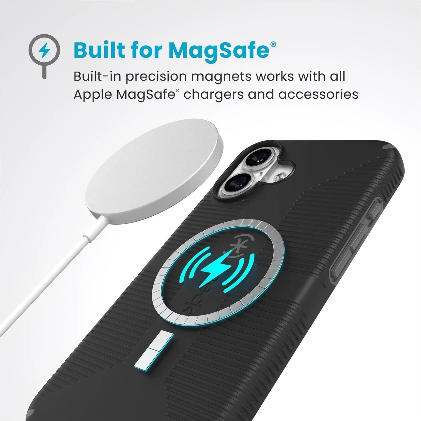 Speck Candyshell Grip Magsafe Case for iPhone 16 Plus Black/Slate Grey WSL