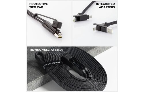 Rolling Square inCharge XL 6-in-1 2m (6.6ft) Cable 100W - Black