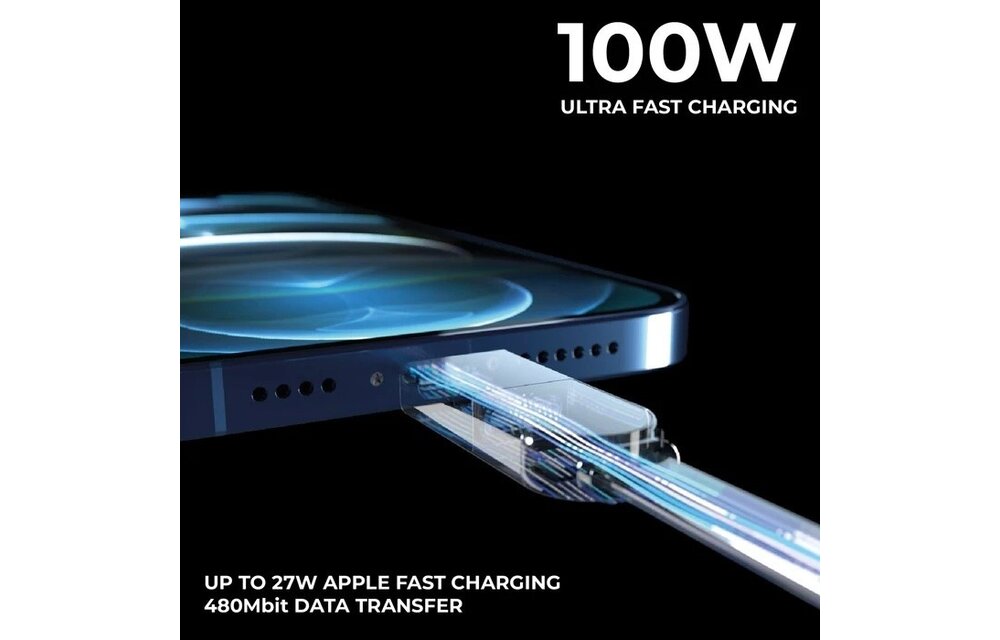 Rolling Square inCharge XL 6-in-1 30cm (1ft) Cable 100W - Black