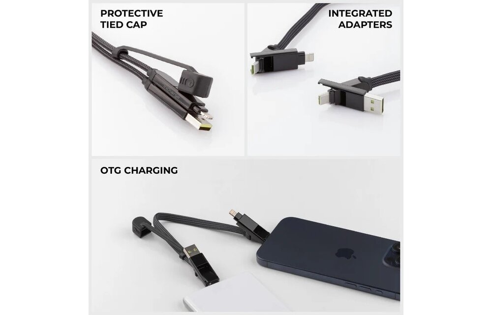 Rolling Square inCharge XL 6-in-1 30cm (1ft) Cable 100W - Black