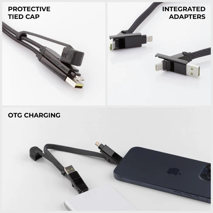 Rolling Square inCharge XL 6-in-1 30cm (1ft) Cable 100W - Black
